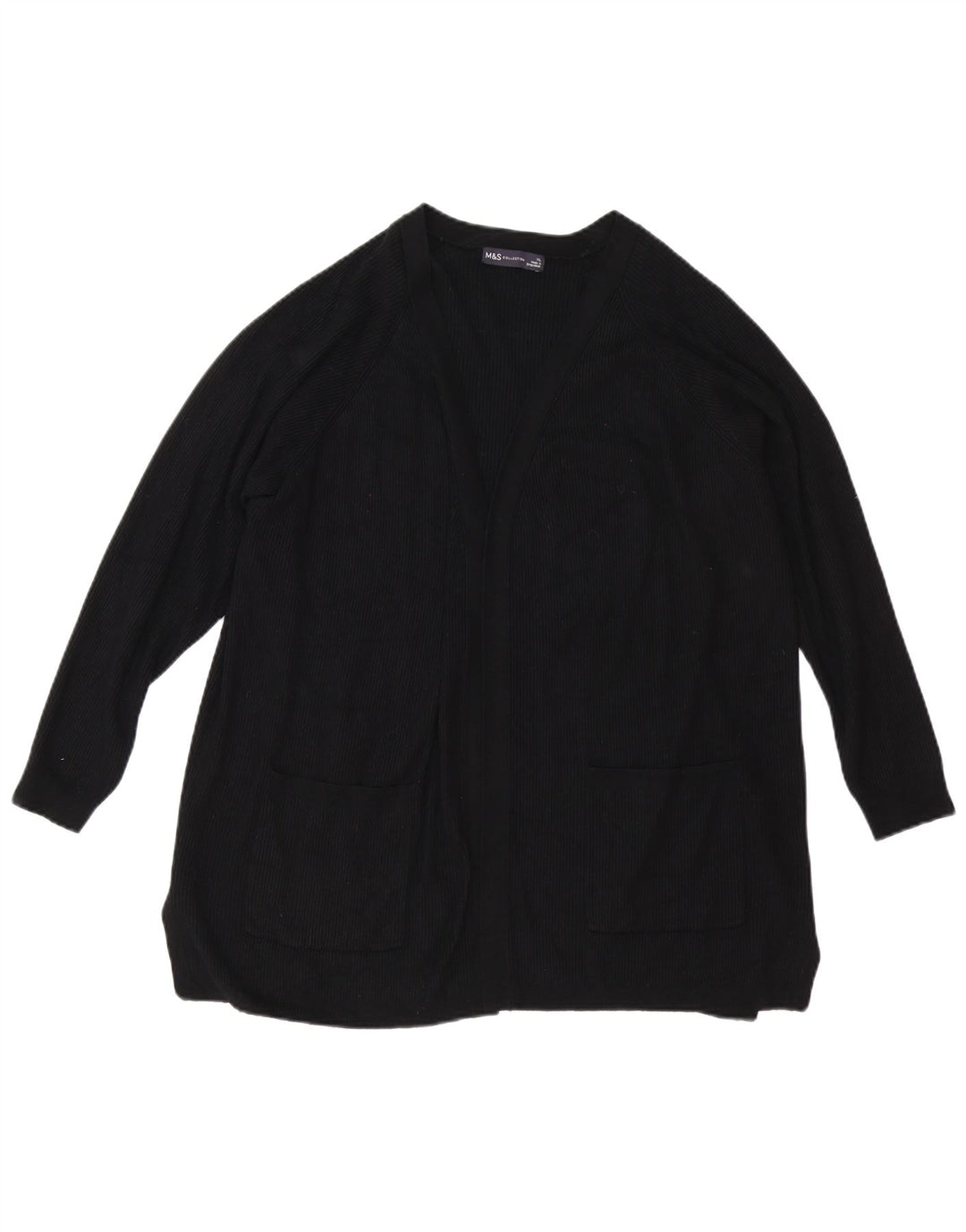 Marks & Spencer Offener Damen-Cardigan-Pullover UK 18 XL Schwarze Viskose