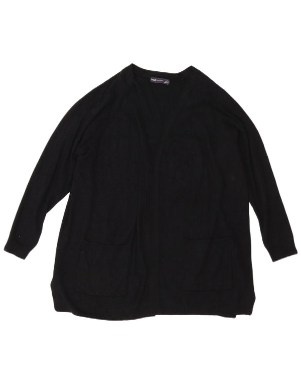 Marks & Spencer Offener Damen-Cardigan-Pullover UK 18 XL Schwarze Viskose