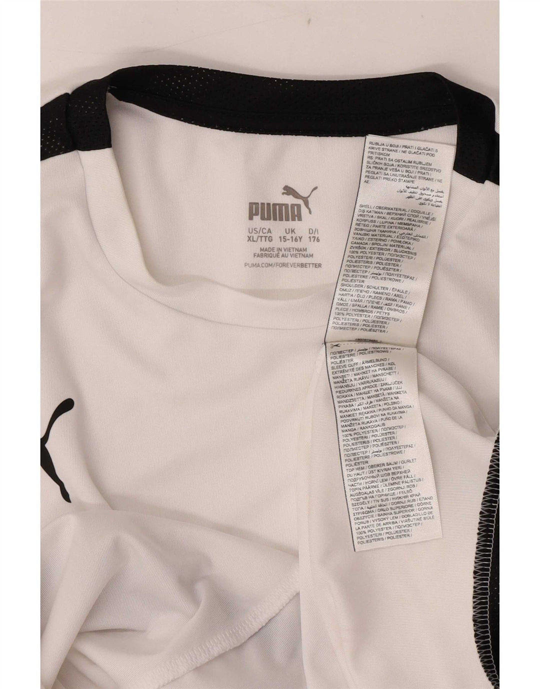 Puma T-Shirt für Jungen, 15–16 Jahre, weißes Colourblock-Polyester