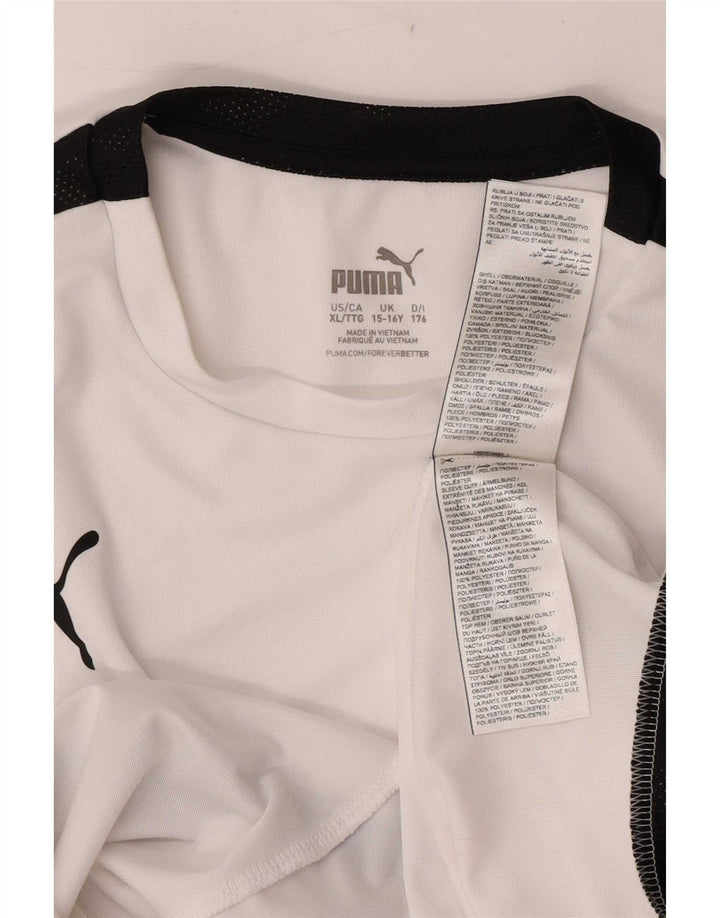 Puma T-Shirt für Jungen, 15–16 Jahre, weißes Colourblock-Polyester