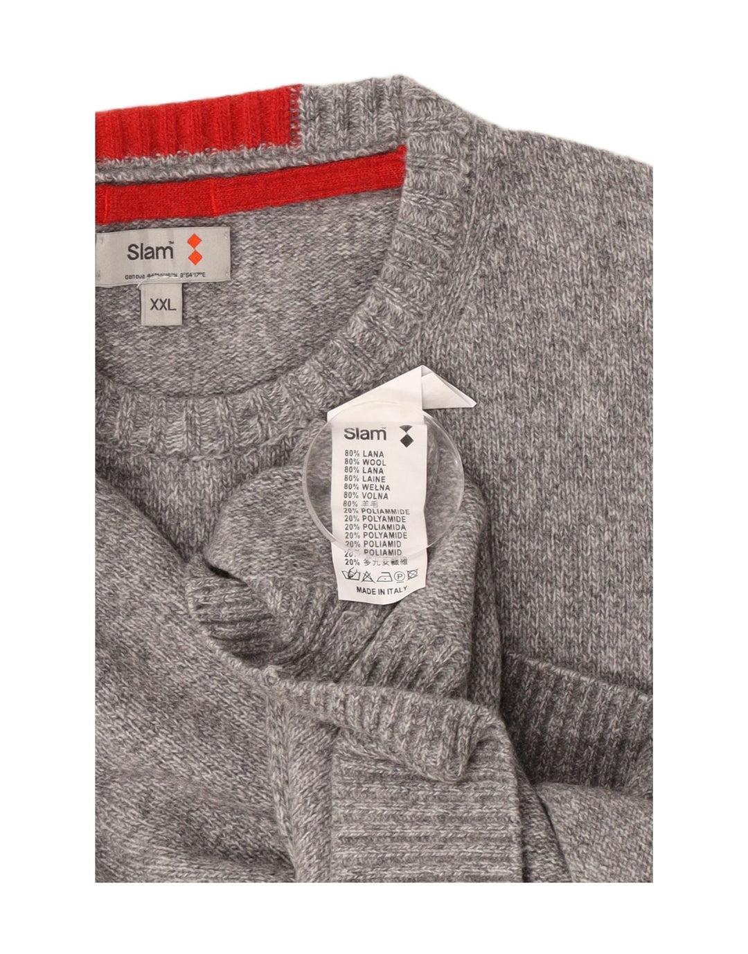 Slam Herren-Pullover mit Rundhalsausschnitt, 2XL, grau gefleckte Wolle