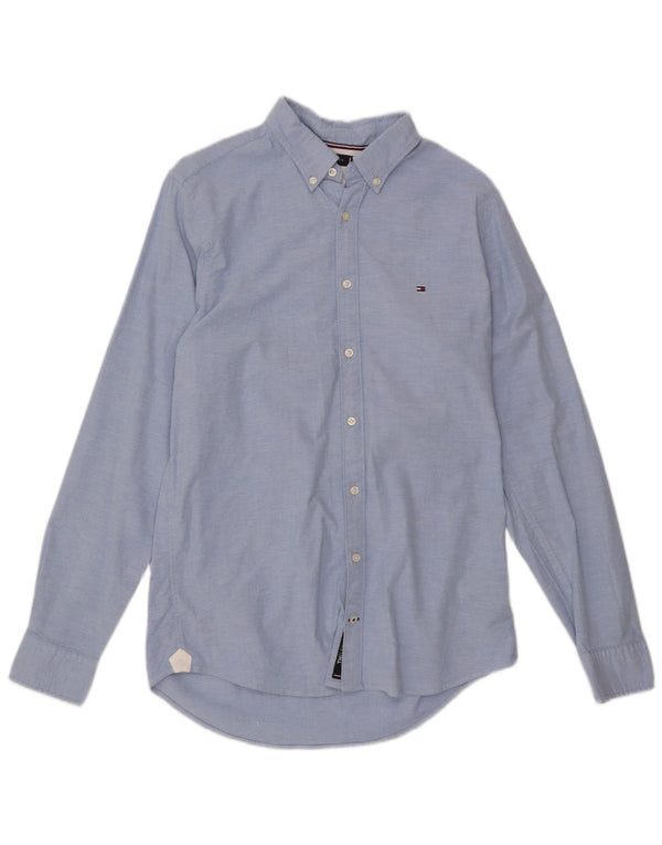 TOMMY HILFIGER Mens Slim Fit Shirt Medium Blue Cotton