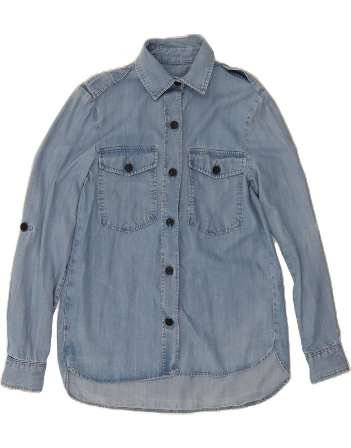 ZARA Womens Denim Shirt UK 6 XS Blue Lyocell Vintage Zara and Second-Hand Zara from Messina Hembry 