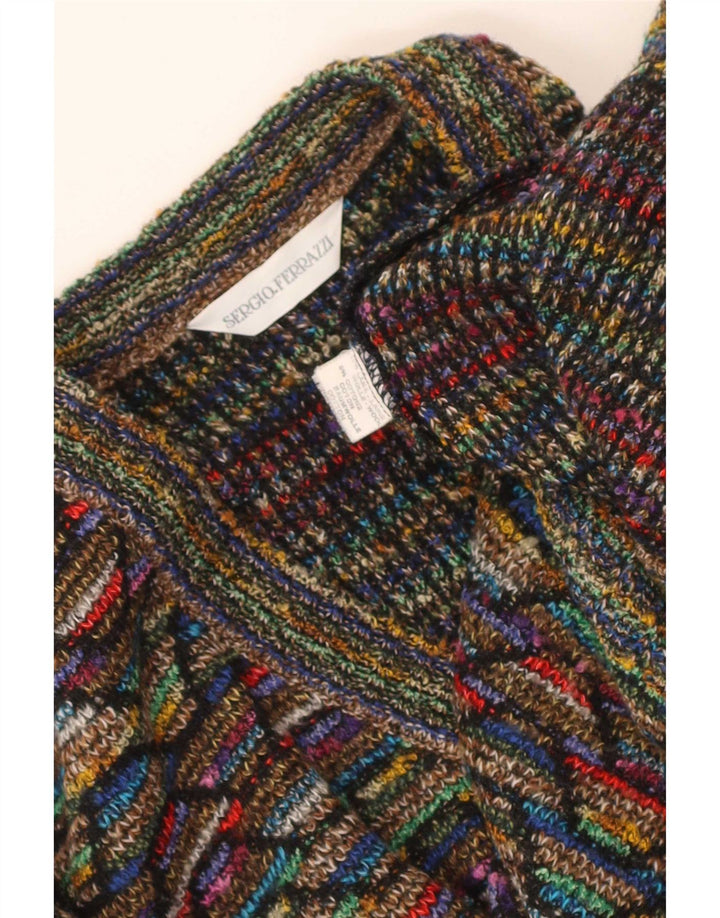 Vintage Herren Pullover mit V-Ausschnitt, kleine bunte Chevron-Wolle