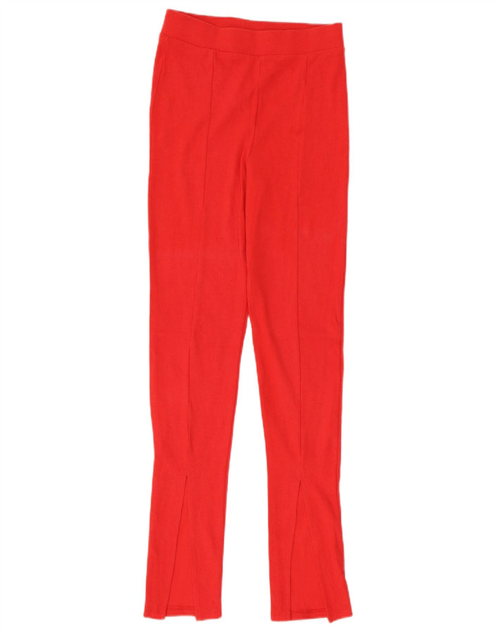 Zara Damen Leggings UK 12 Mittelrote Baumwolle