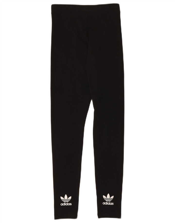 ADIDAS Damen Graphic Leggings UK 10 Small Schwarz Polyester