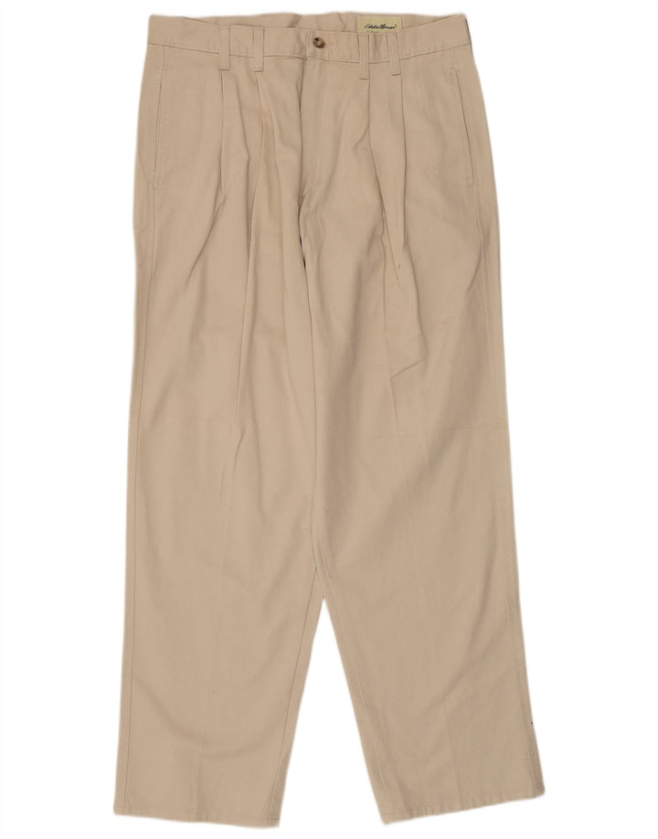 Eddie Bauer Herren Chino-Hose mit Pegged, W34, L30, beige Baumwolle