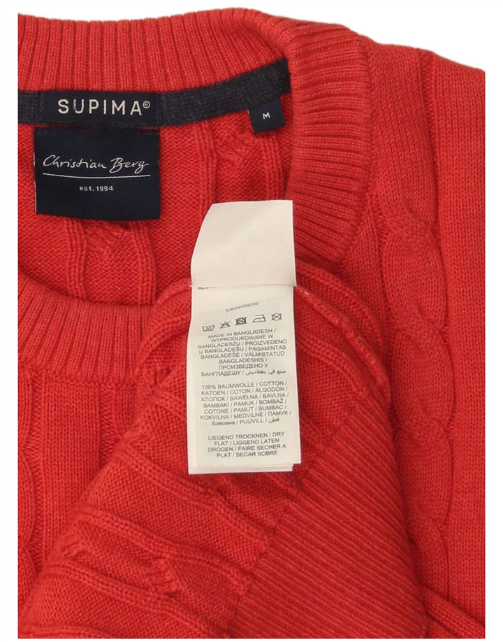Christian Berg Herren-Pullover mit Rundhalsausschnitt, mittelrote Baumwolle