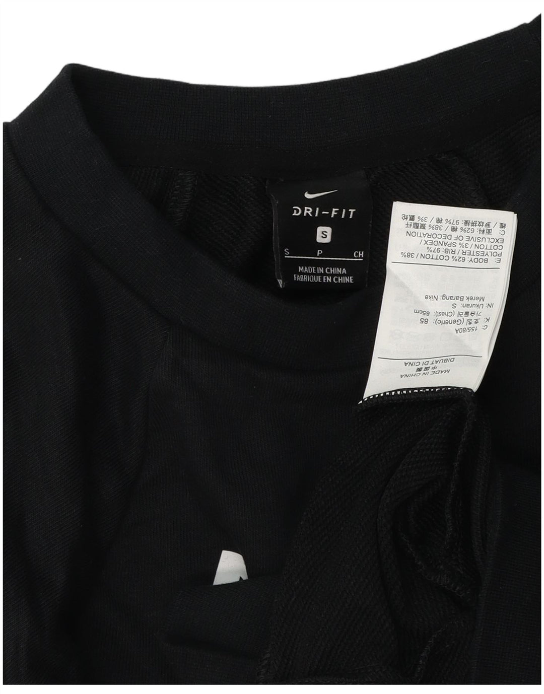 Nike Damen Dri Fit Crop Oversized Sweatshirt Pullover UK 10 Small Schwarz