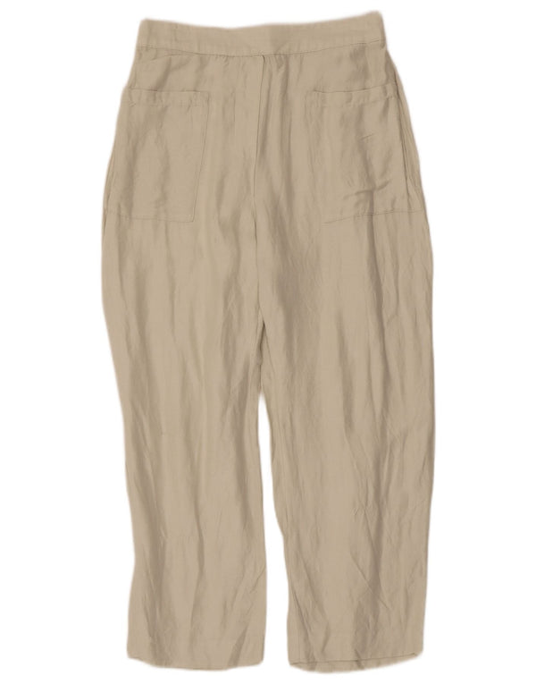 Zara Damen-Caprihose mit weitem Bein, Größe S, W26, L22, Beige Viskose