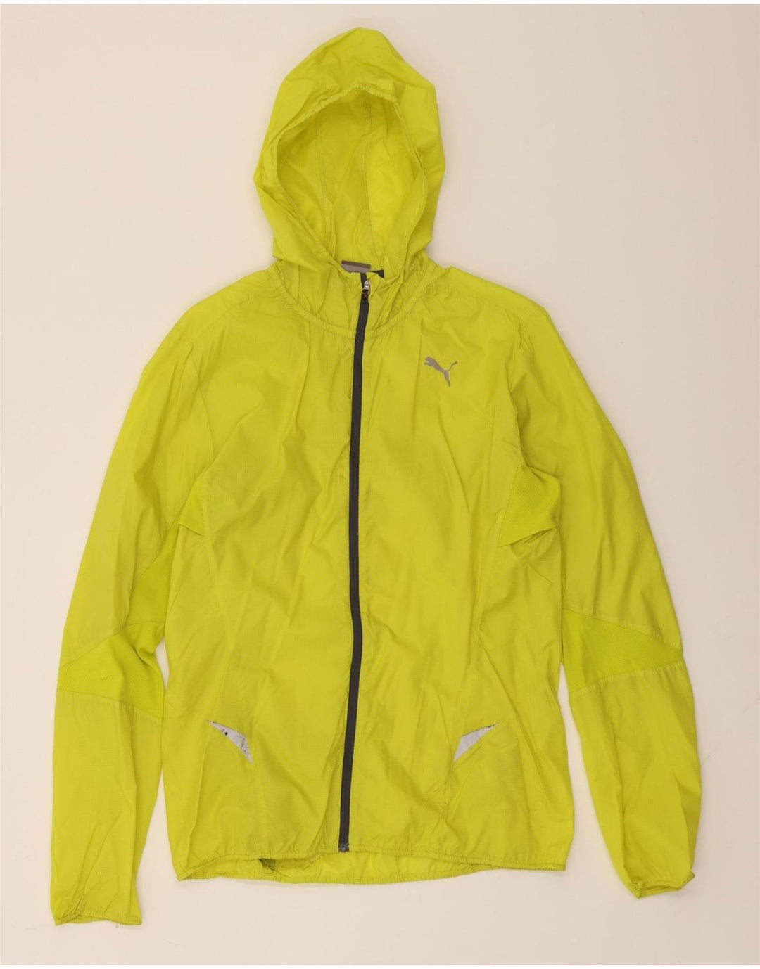 PUMA Mens Hooded Rain Jacket UK 38 Medium Yellow Nylon Vintage Puma and Second-Hand Puma from Messina Hembry 