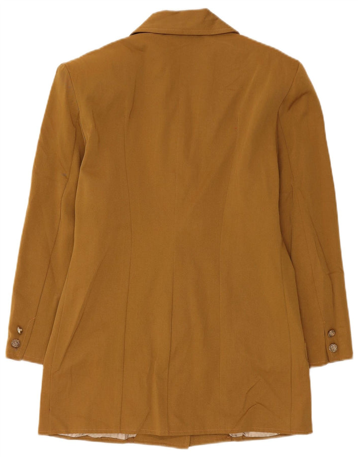 Vintage Damen 3-Knopf-Blazerjacke UK 14 Mittelbeige Viskose