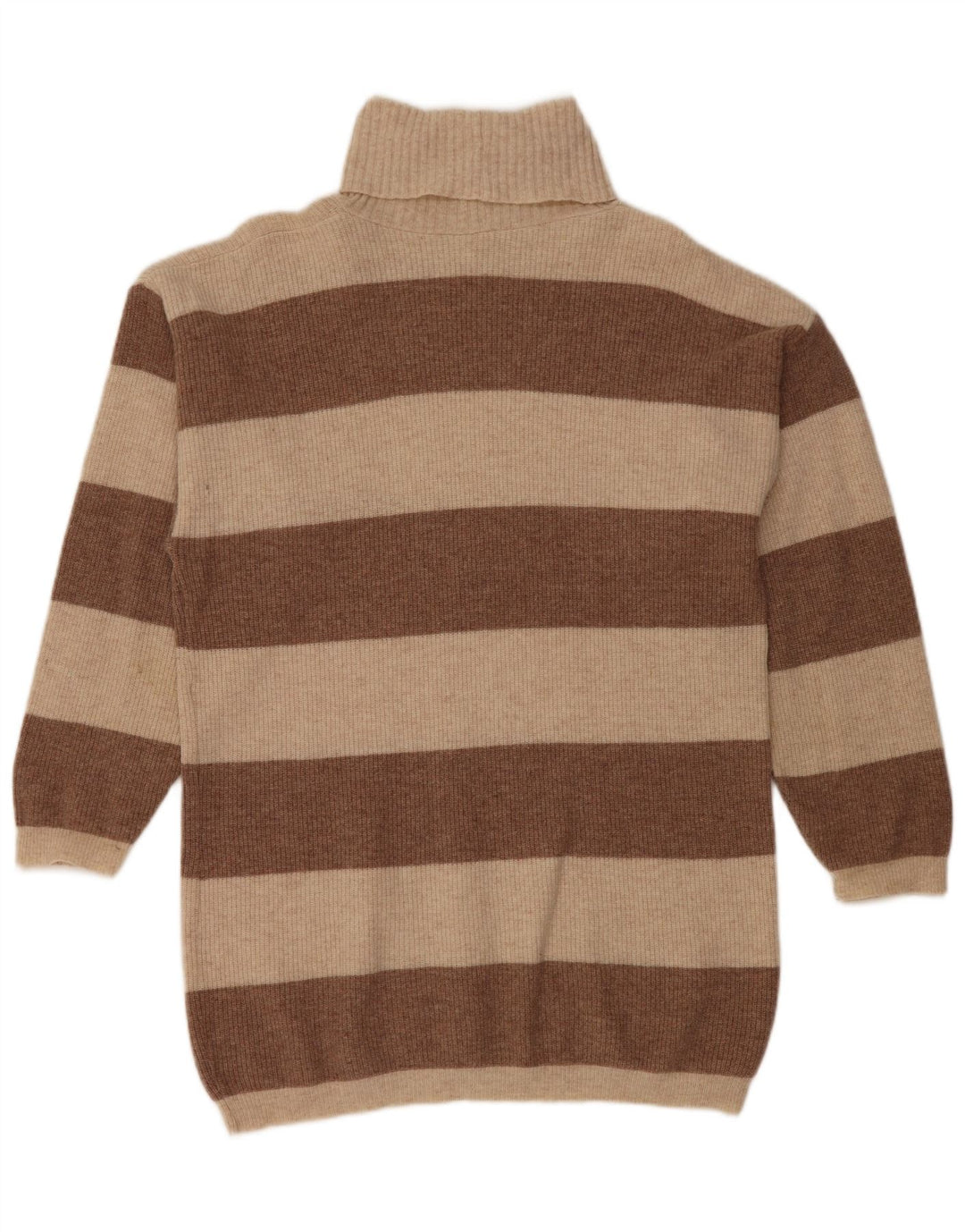 VINTAGE Womens Oversized Roll Neck Jumper Sweater IT 38 XS Beige Striped