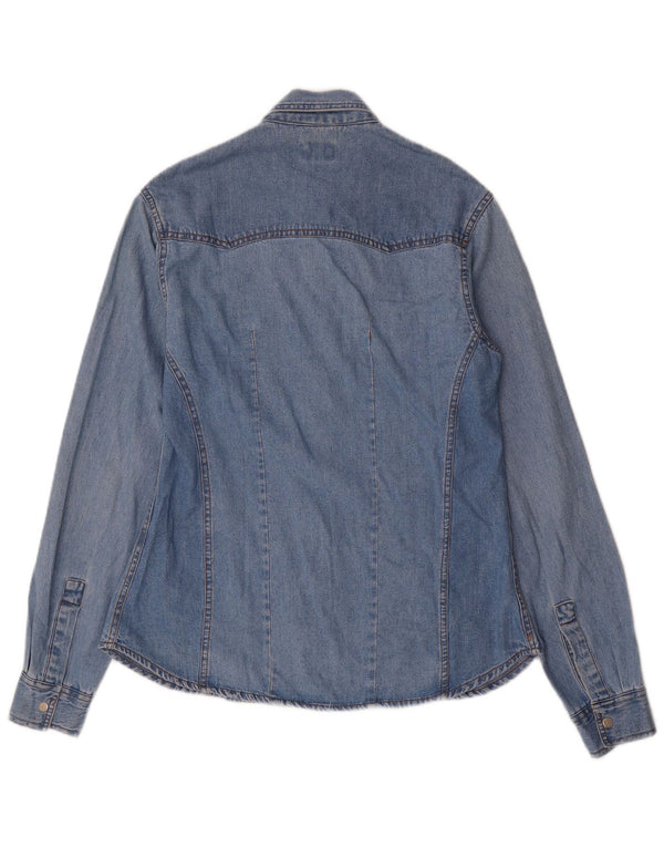 Vintage Damen Jeanshemd UK 18 XL Blaue Baumwolle