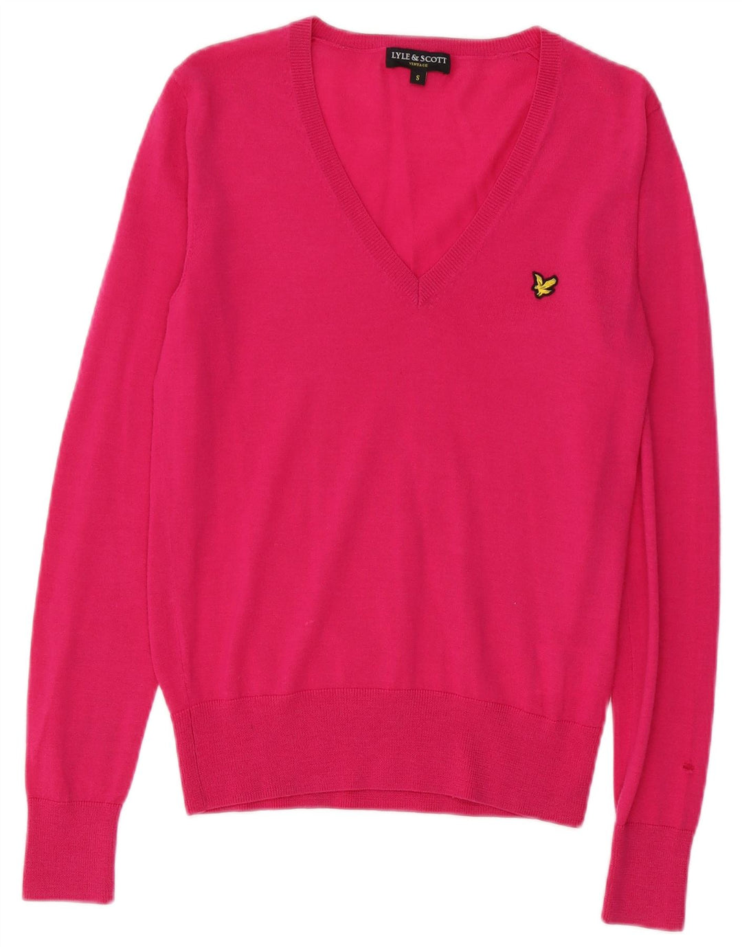 Lyle & Scott Damen-Pullover mit V-Ausschnitt, Gr. 10, Größe S, Rosa, Merinowolle