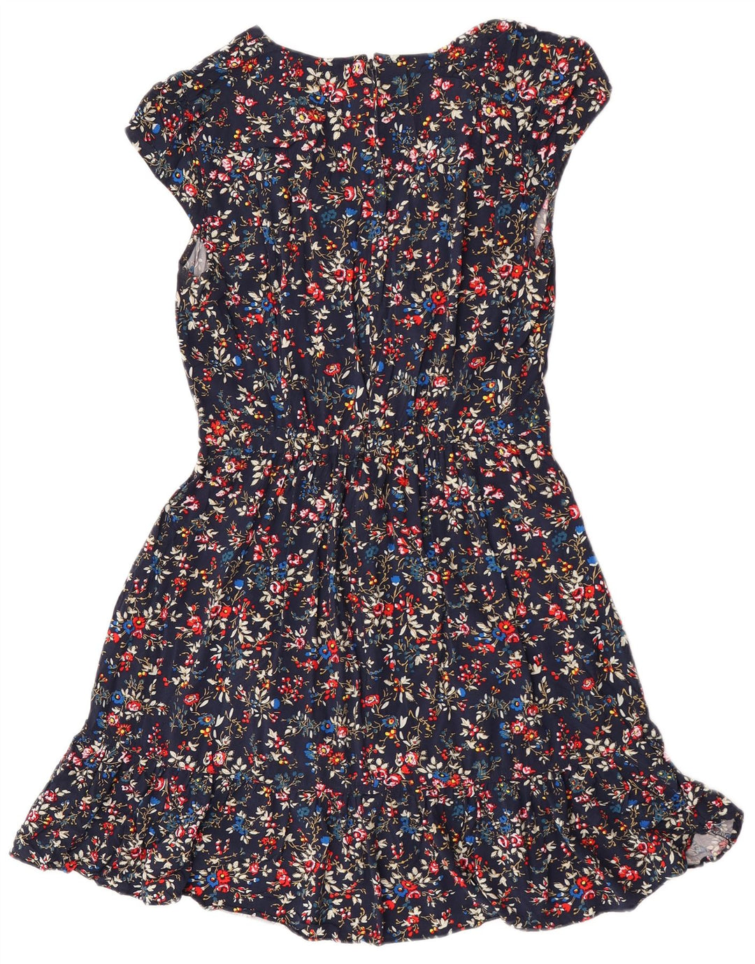 J. Crew Damen-A-Linien-Kleid, US 6, mittleres Marineblau mit Blumenmuster, Viskose