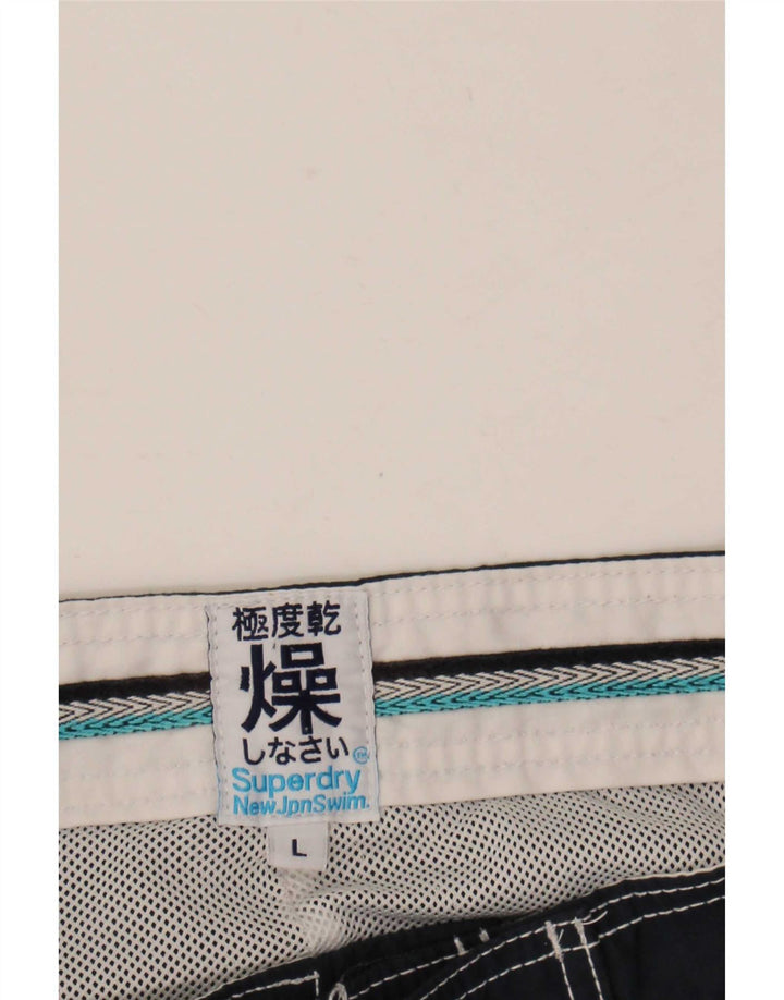 Superdry Herren Badeshorts mit Grafik, Größe L, Marineblau