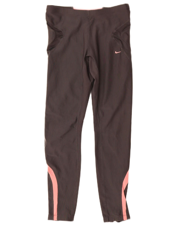 Nike Damen Dri Fit Leggings UK 10/12 Mittelgrauer Farbblock