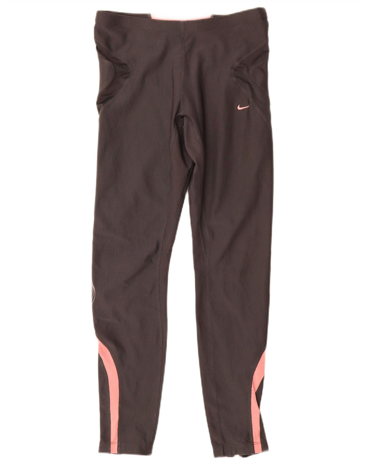 Nike Damen Dri Fit Leggings UK 10/12 Mittelgrauer Farbblock