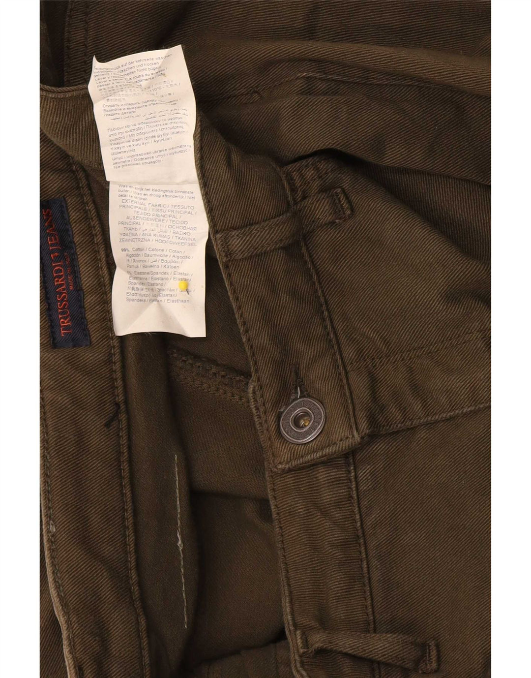 Trussardi Damen Bootcut Jeans W31 L31 Khaki Baumwolle