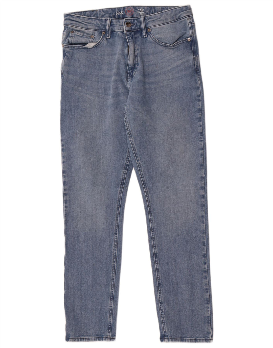 Marks & Spencer Herren Regular Slim Jeans W30 L31 Blaue Baumwolle