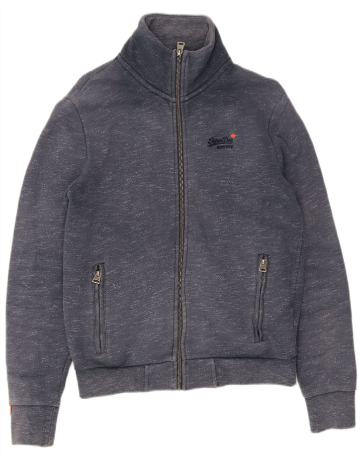 Superdry Herren-Trainingsanzug-Oberteil, Jacke, klein, grau gefleckte Baumwolle
