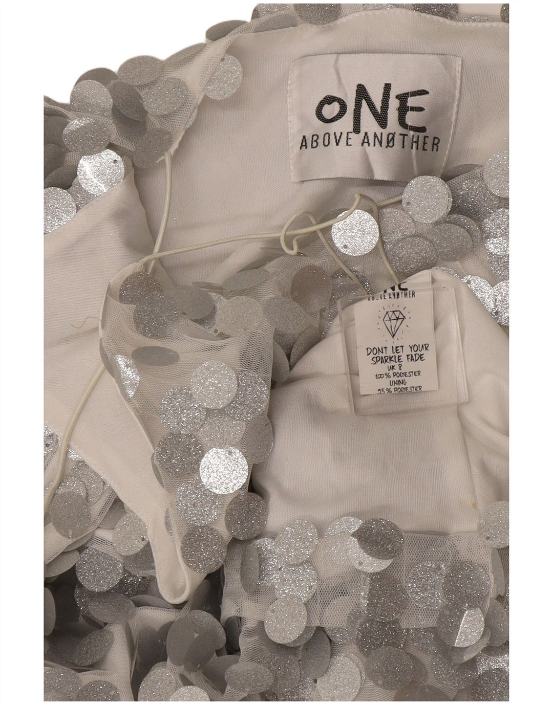 Vintage Damen Cami Top UK 12 Medium Silber Polyester