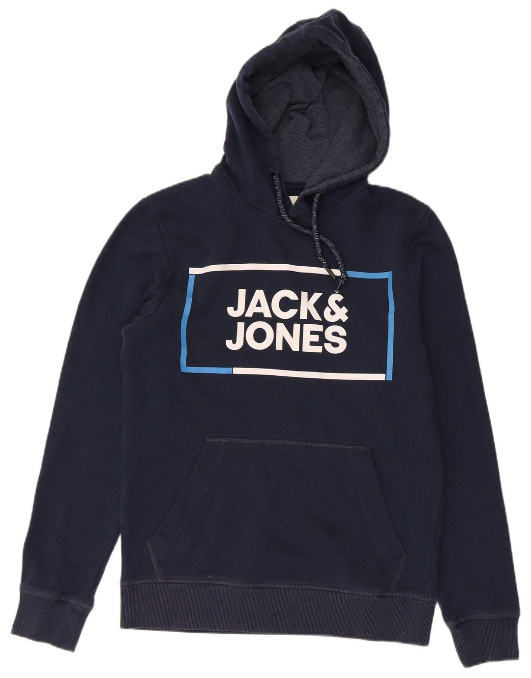 Jack & Jones Herren-Kapuzenpullover mit Grafik, Größe S, marineblaue Baumwolle