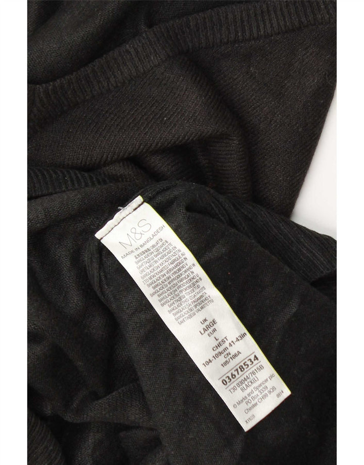 Marks & Spencer Herren-Pullover mit V-Ausschnitt, groß, Acryl, Schwarz