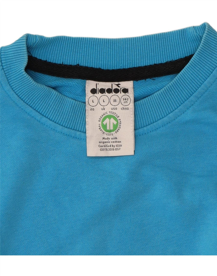 DIADORA Boys Graphic Sweatshirt Jumper 7-8 Years Large Blue Colourblock Vintage Diadora and Second-Hand Diadora from Messina Hembry 
