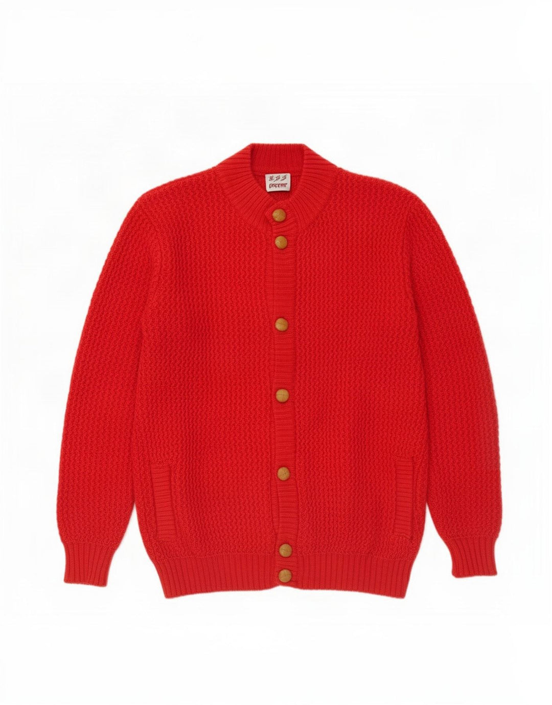 Vintage Herren Cardigan Pullover Mittelrot