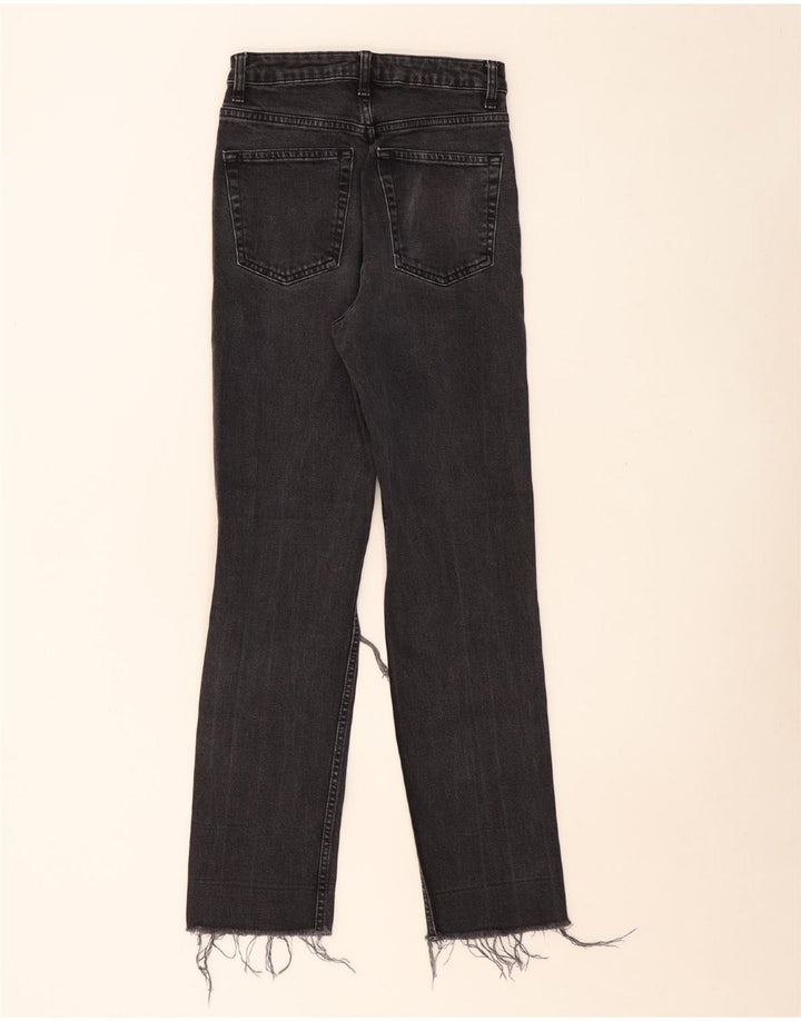 TOPSHOP Damen Distressed Straight Jeans W26 L29 Schwarze Baumwolle