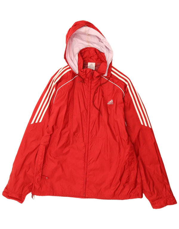 Adidas Herren-Regenjacke mit Kapuze, UK 44/46, großes rotes Polyamid