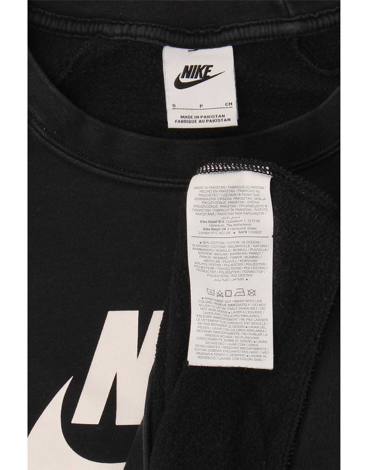 Nike Womens Graphic Oversized Sweatshirt Pullover UK 10 Small Schwarz Baumwolle