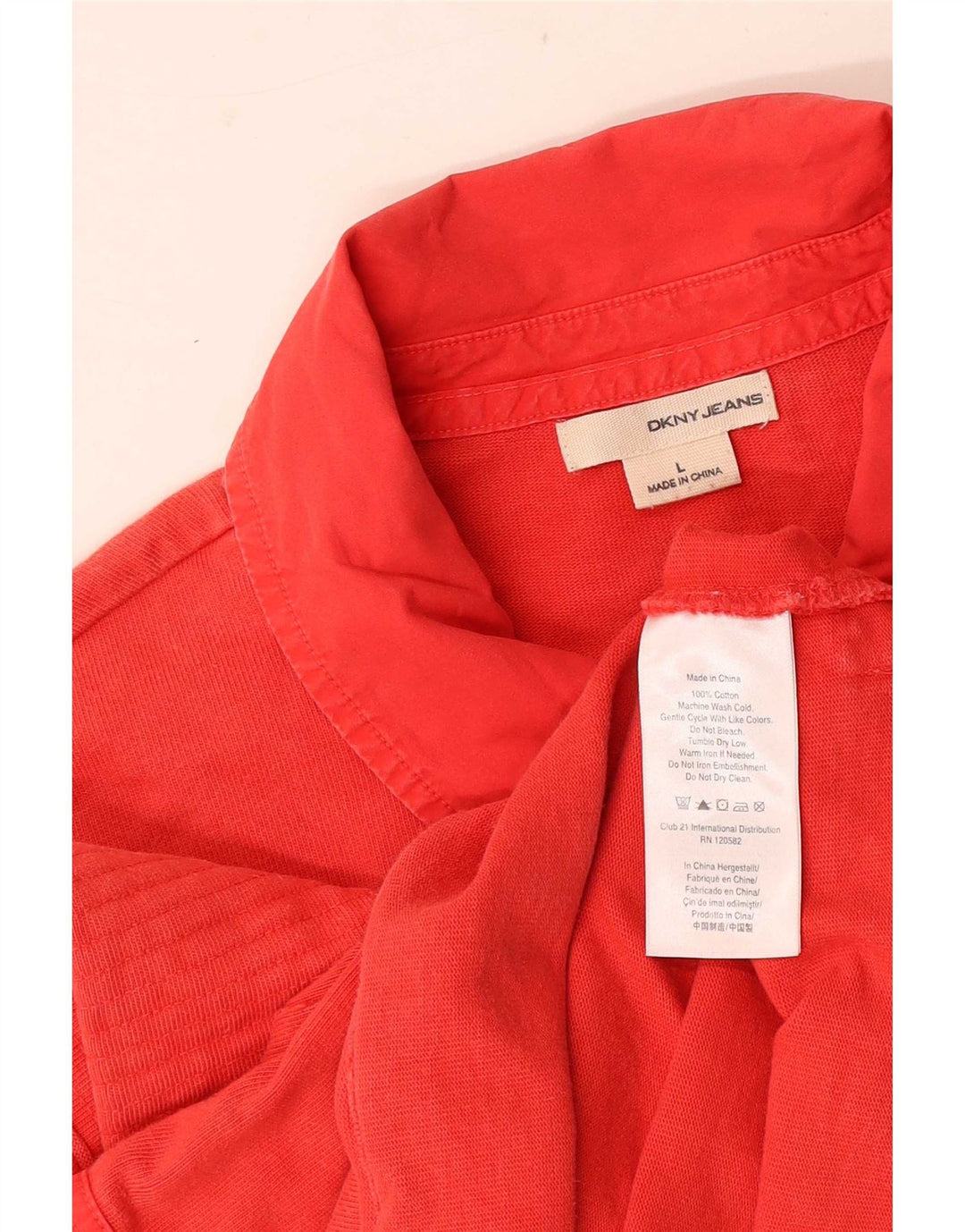 Dkny Herren-Pullover-Hemd, groß, aus roter Baumwolle