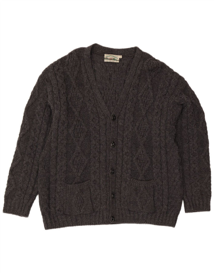 Aran Crafts Herren-Strickjacke, groß, graue Wolle