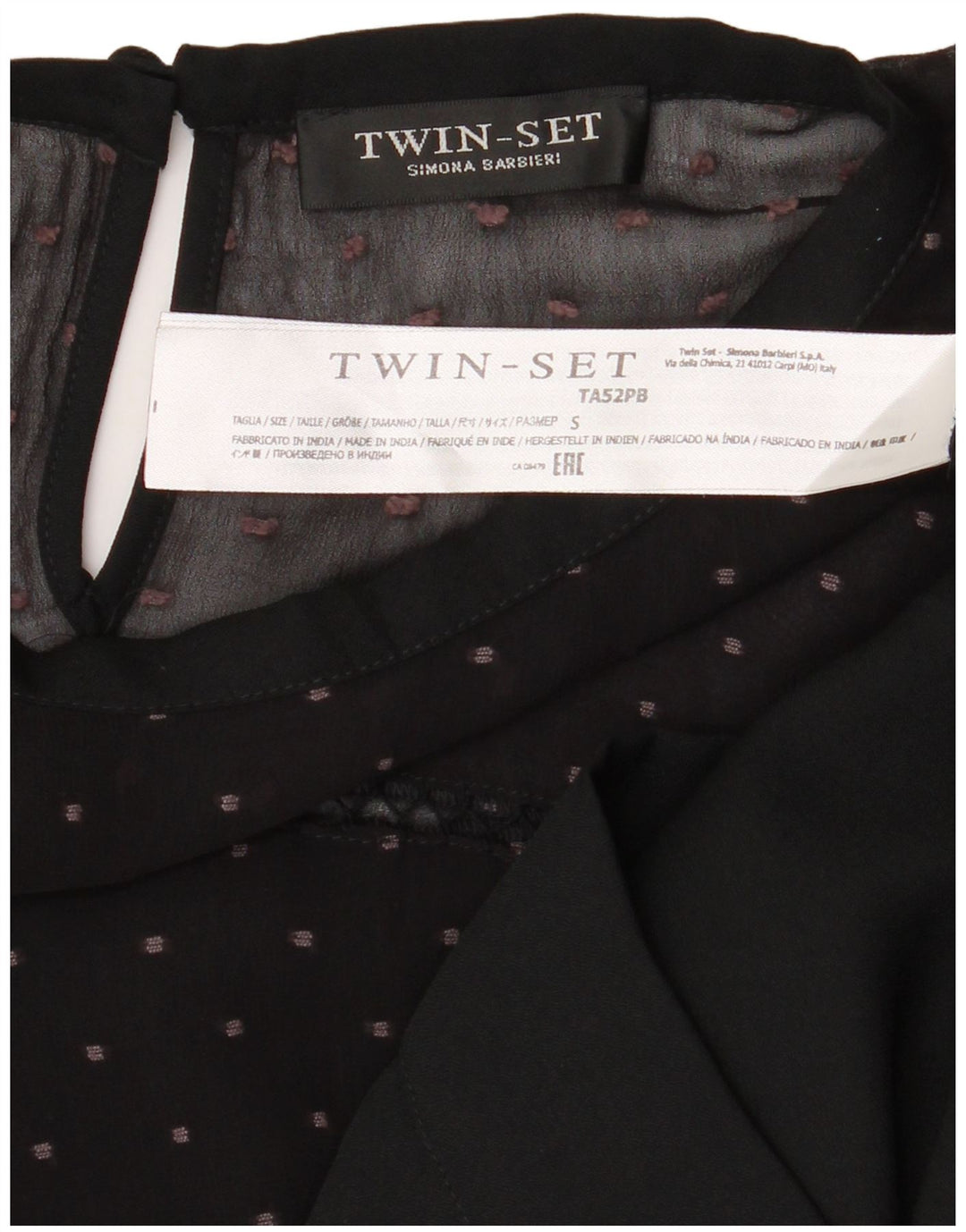 Simona Barbieri Damen Twin-Set-Blusenoberteil UK 10 Small Schwarz gepunktet