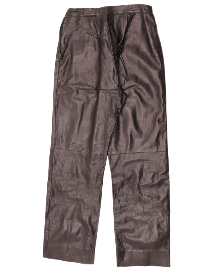 Vintage Damen gerade Lederhose W27 L27 Schwarz