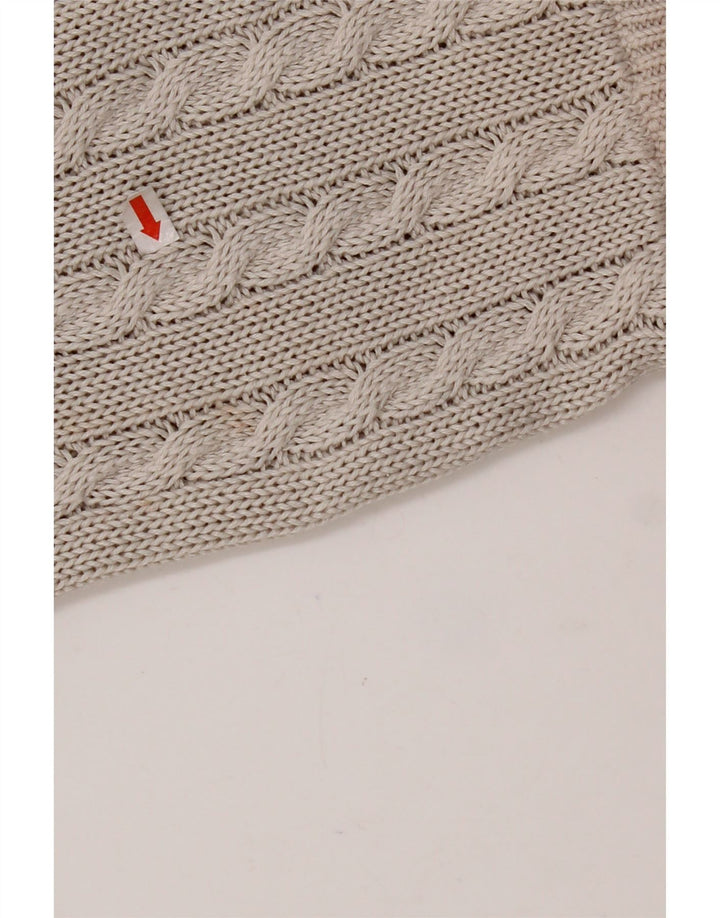 VINTAGE Damen-Pullover mit Rundhalsausschnitt, UK 14, mittelgraue Fair-Isle-Baumwolle