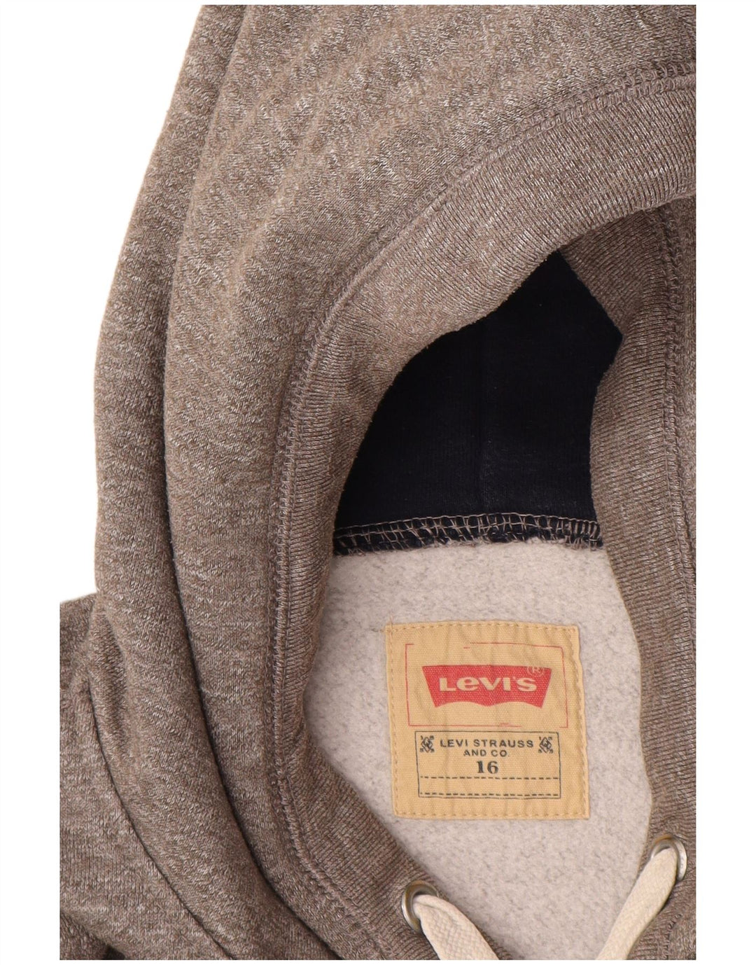 LEVI'S Damen-Pullover mit grafischem Kapuzenpullover, Gr. 16, Größe L, grau gefleckte Baumwolle
