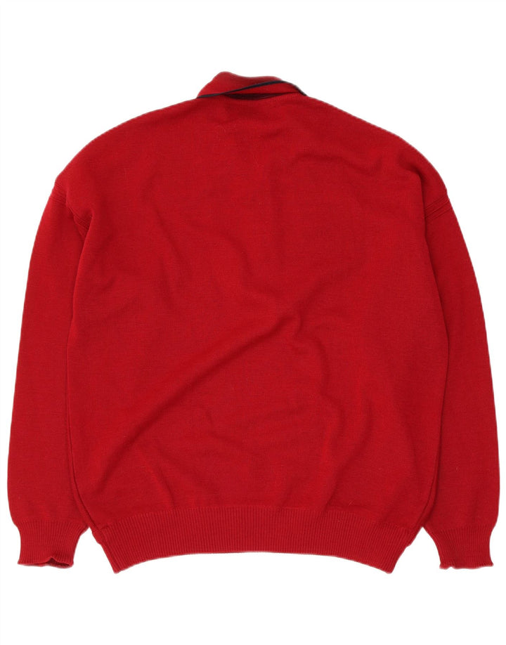 Vintage Herren Rollkragenpullover Pullover mittelrot geometrisch