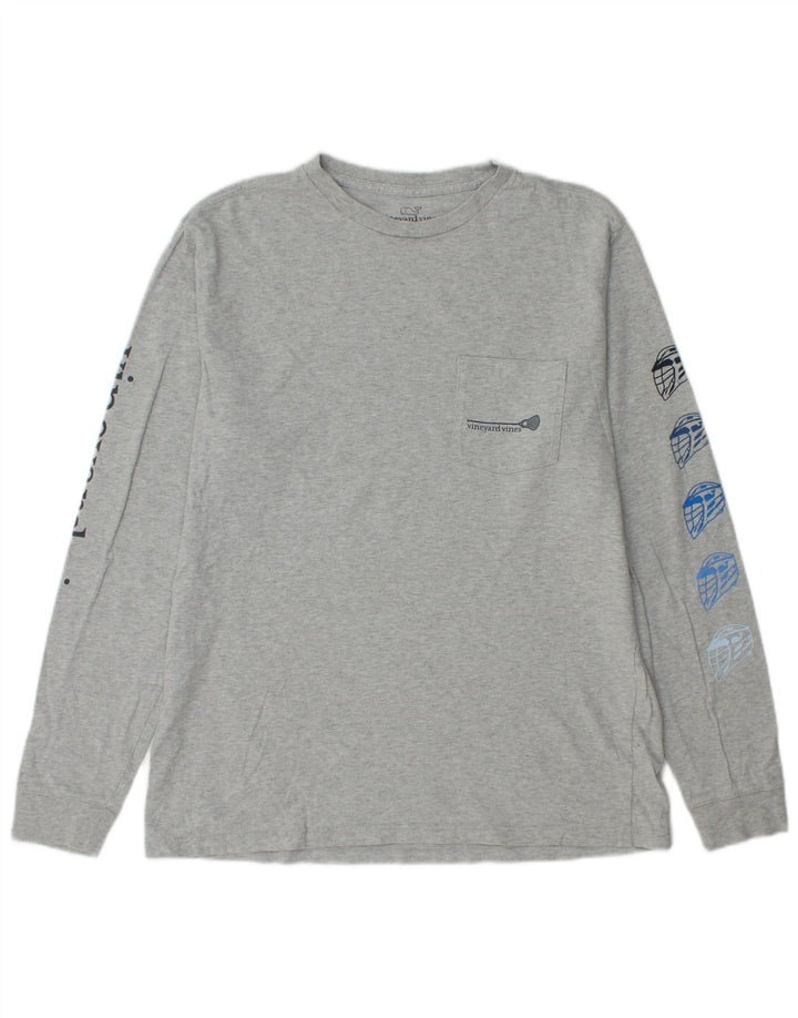 VINEYARD VINES Herren-Grafikoberteil, langärmelig, klein, graue Baumwolle