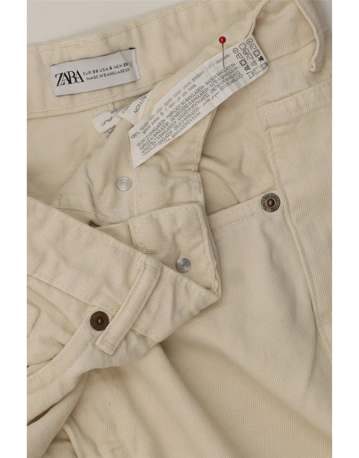 Zara Damen Jeansshorts EU 38 Small W28 Off White Cotton