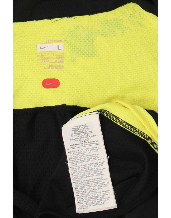 Nike Herren-Trainingsanzugoberteil, UK-Größe 42/44, großes schwarzes Colourblock-Polyester