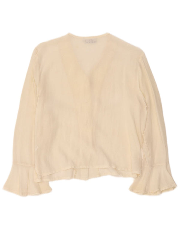 Mirella Mori Damen-Hemdbluse mit entspannter Passform, UK 10, Größe S, cremefarbene Viskose