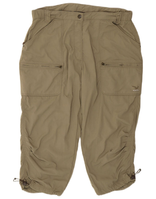 SALEWA Damen Mid Rise Cargo Capri Hose UK 16 Large W32 W19 Khaki