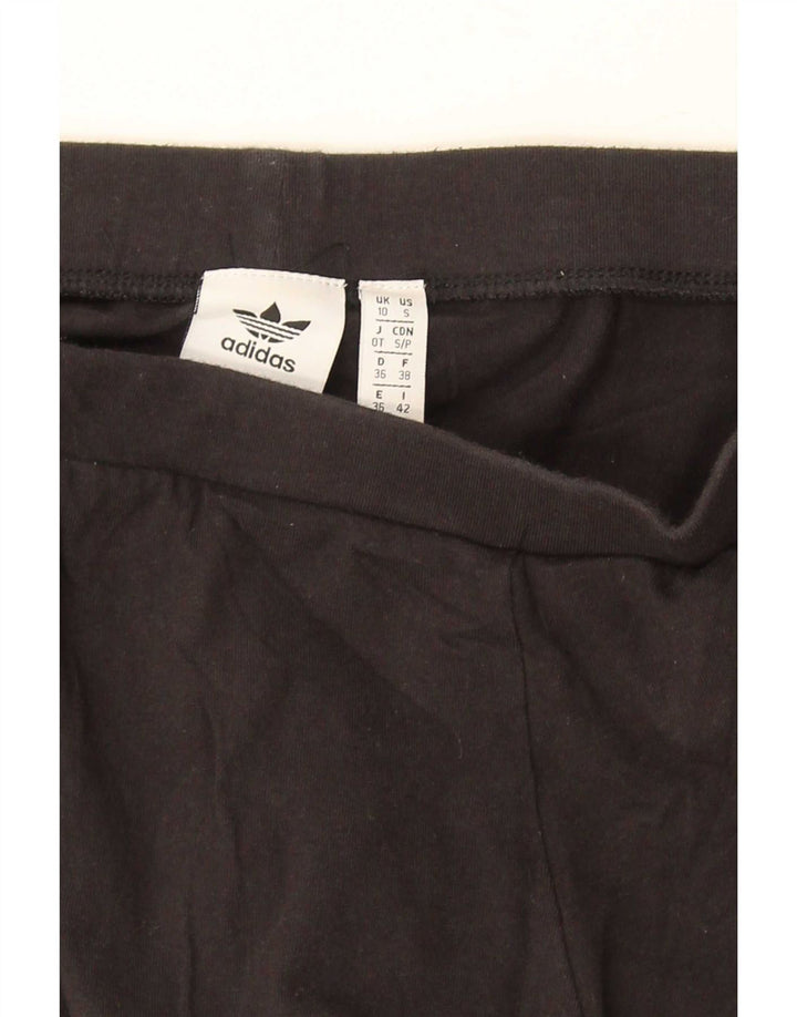 Adidas Damen Leggings UK 10 Small Schwarz Baumwolle