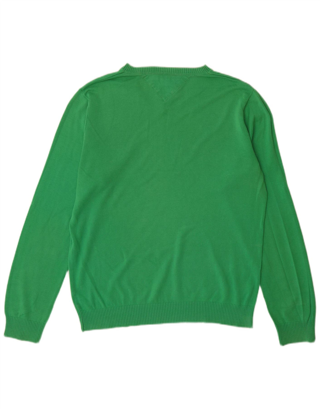 Tommy Hilfiger Herren-Pullover mit V-Ausschnitt, Größe S, grüne Baumwolle