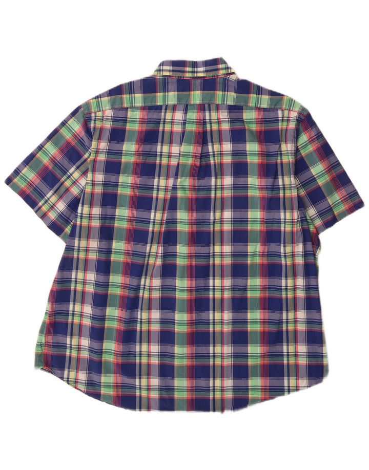 Ralph Lauren Herren-Kurzarmhemd 2XL, blau kariert, Baumwolle