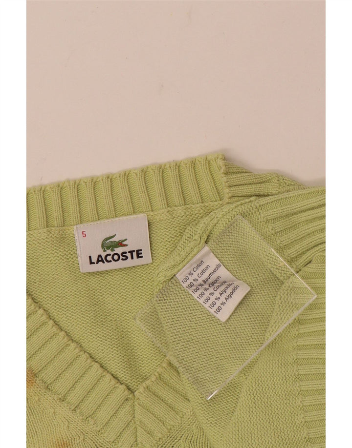 LACOSTE Herren-Pullover mit V-Ausschnitt, Größe 5, große grüne Baumwolle
